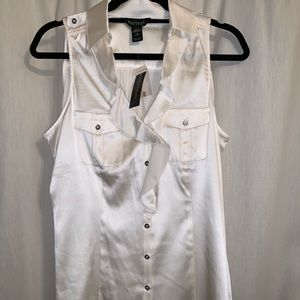 White House Black Market Satin Collared Tank